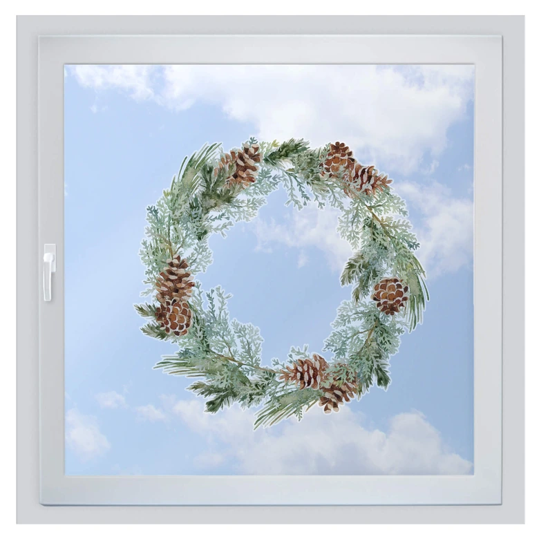 Sticker pour fenêtre Couronne de Noël  