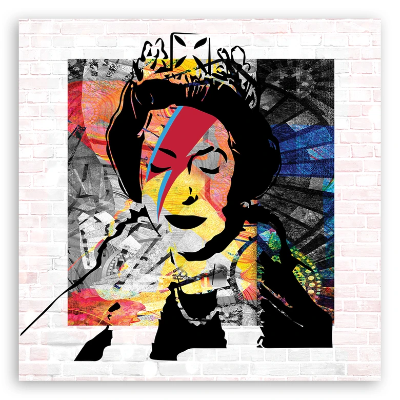 Tableau sur toile, Banksy reine d'Angleterre 
