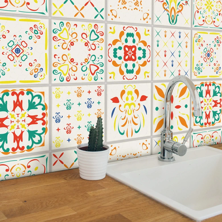 Fliesenaufkleber Villa Kunterbunt - 12er Set 