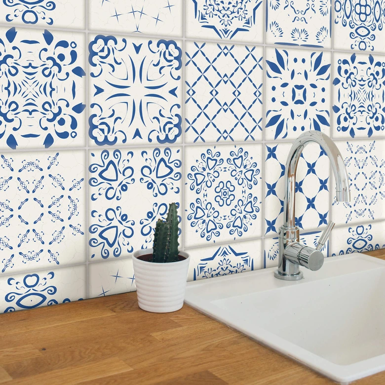 Kakeldekorer med lökmönster - set om 12 