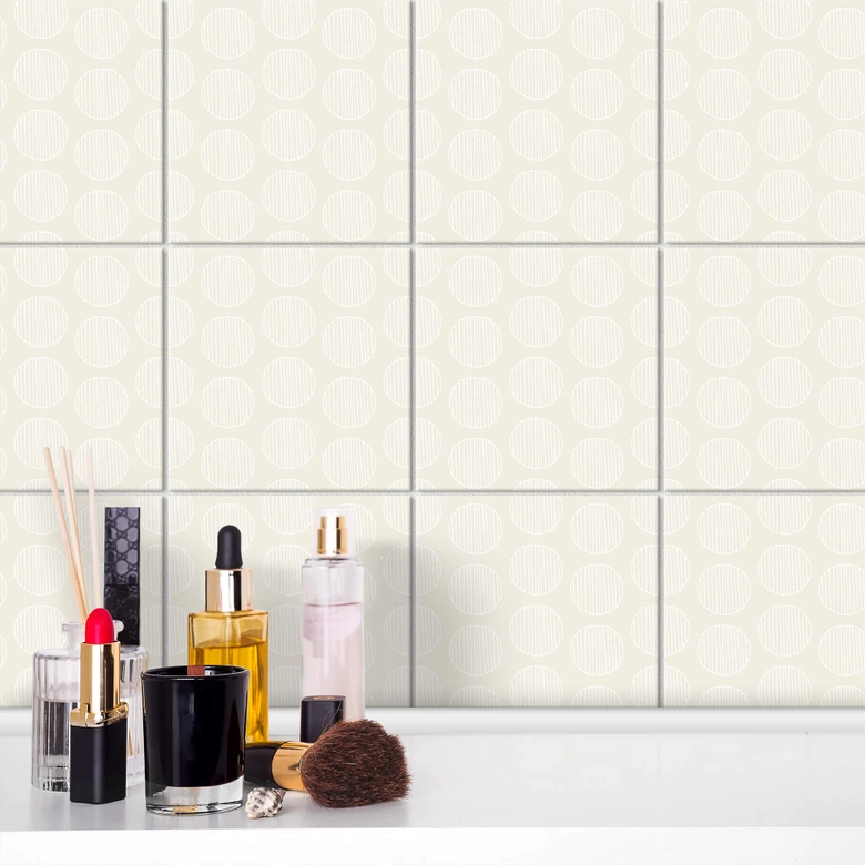 Azulejos Adhesivos Boho - círculos crema (alto brillo) - lote de 12 Alto brillo | 10x10 cm