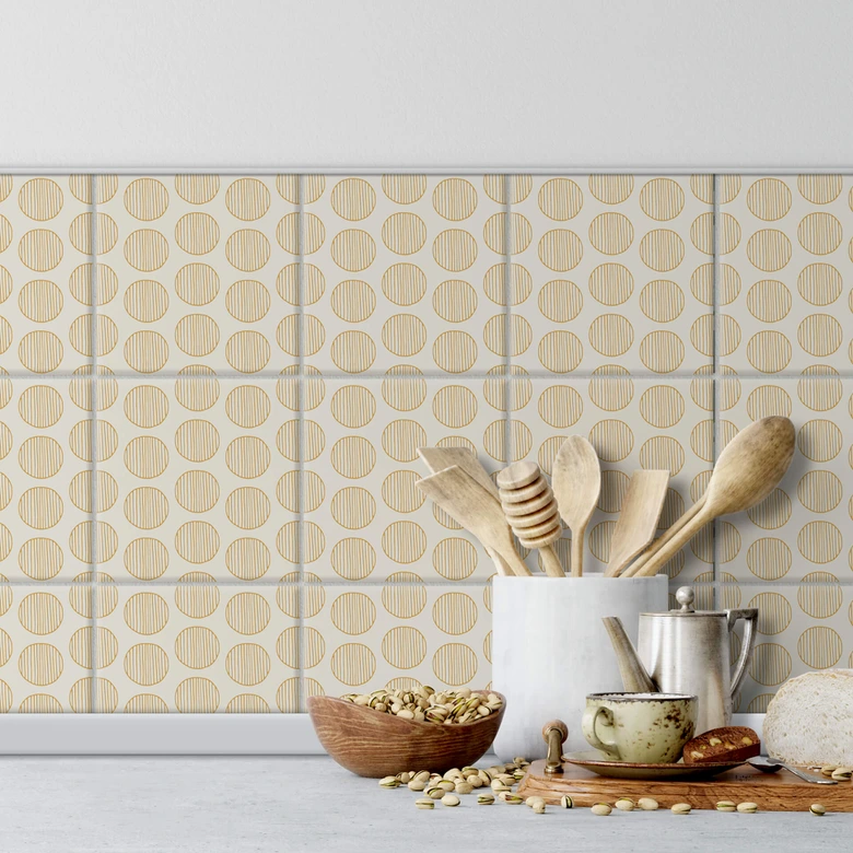 Naklejki na płytki Boho - Koła pomarańczowe - Zestaw 12 sztuk 