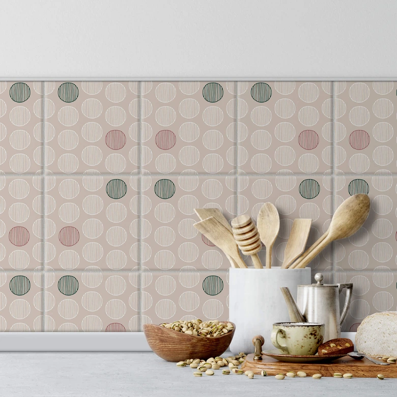 Autocollants carrelage cercles boho - lot de 12 