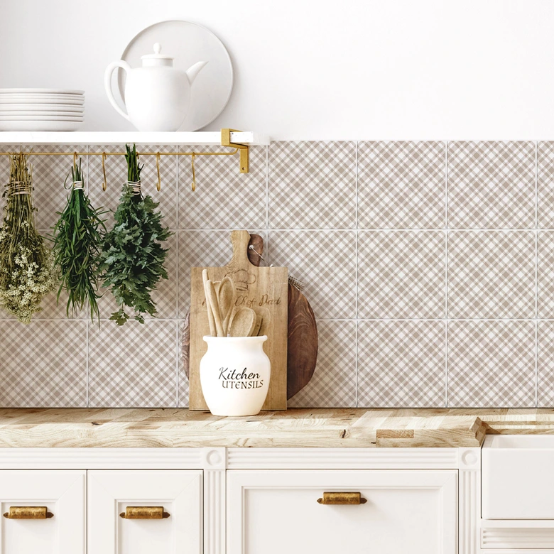 Sticker carrelage Échantillon en blanc taupe - lot de 12 