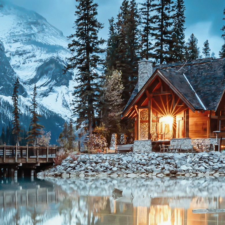 Fototapete Bergidylle am abendlichen See - Bing Li 