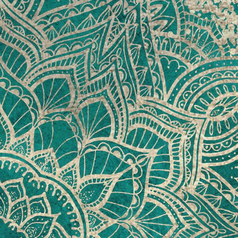 Ornamente Fototapete Mandala Boho Gold-grün - Bloomery Decor 