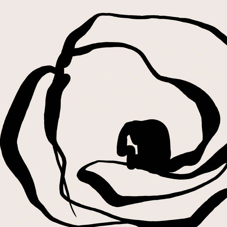 Fototapete Blumentapete Line Art Zwei Mohnblumen - Cats & Dotz 