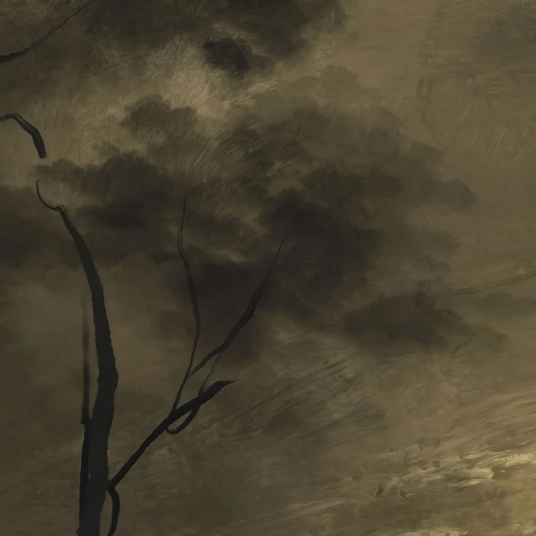 Fototapete Bäume im Nebel der Dämmerung - Hobday 