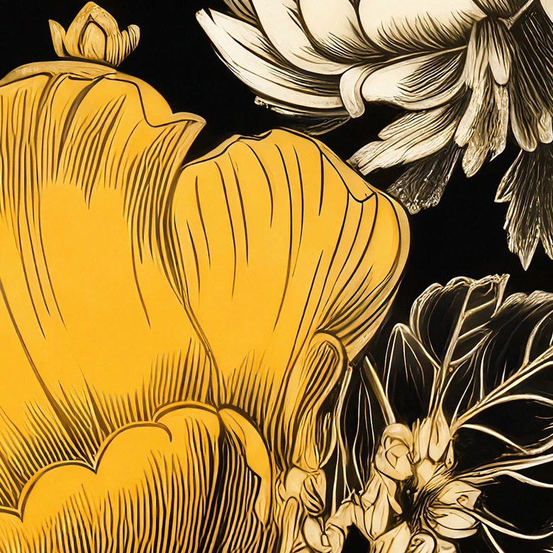 Esplendor floral en ocre - fotomural floral - Jaszke 