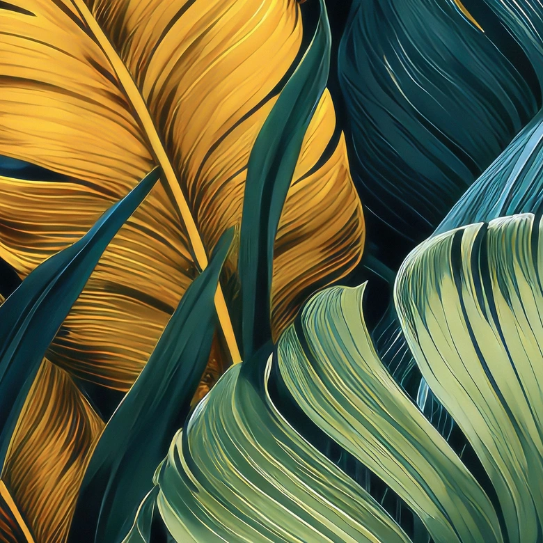 Fotobehang Kleurrijke palmbladeren - Jaszke 