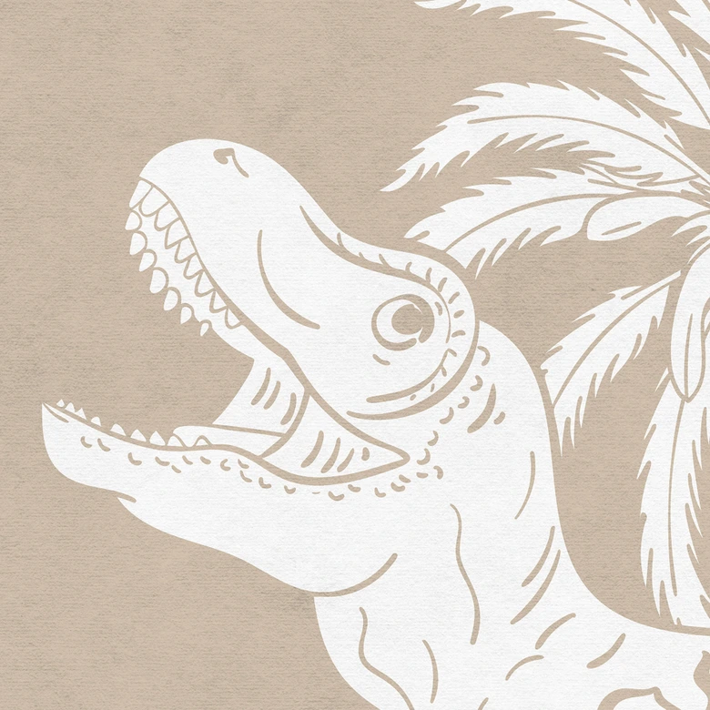 Fototapete Dinosaurier im wilden Dschungel - Braun - Kikki Belle 