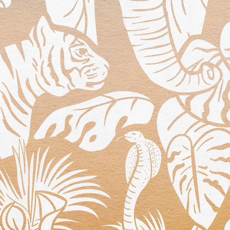 Papier peint jungle paradisiaque avec animaux sauvages - Ombre - Kikki Belle 