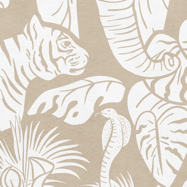 Fototapete Dschungelträume - Afrikas Tierwelt in Braun - Kikki Belle 