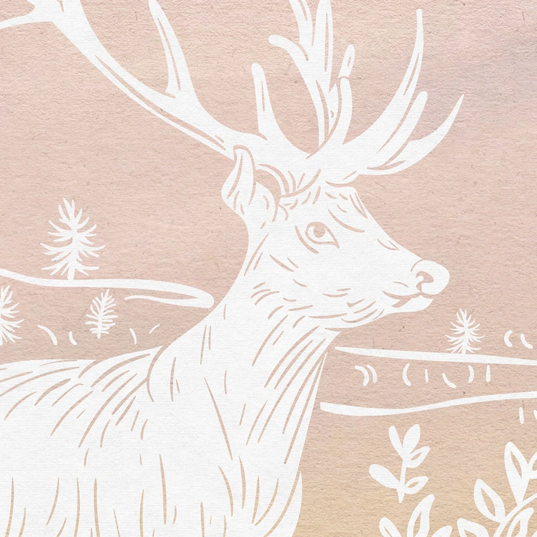 Fridfull skog med rådjur och rävar Fototapet - Ombre - Kikki Belle 