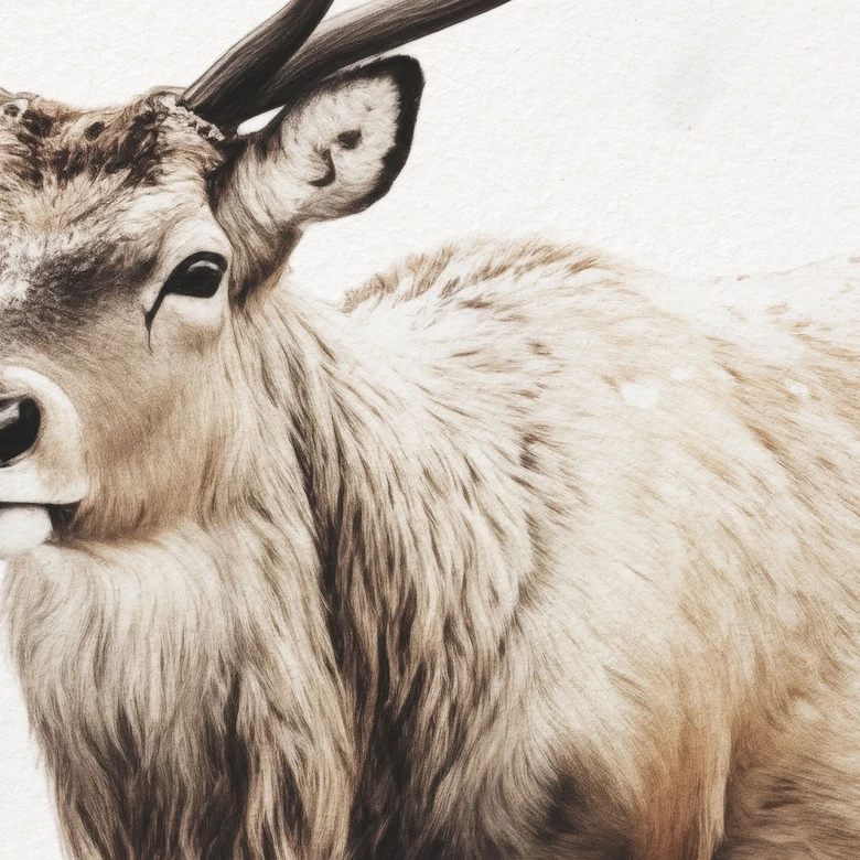 Fototapete Hirsch im weißen Winter | Hirsch Tapete Winter Deko - Magnusson 