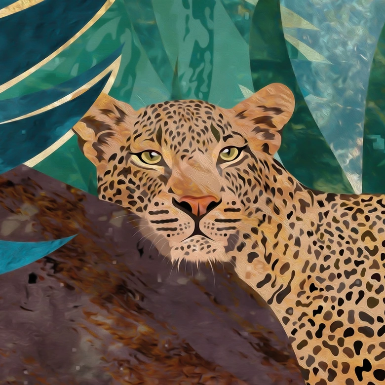 Wall Mural Leopard in emerald green jungle | nursery wallpaper - Manovski 