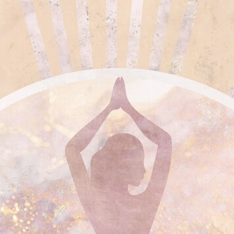 Fotomural Yoga postura del árbol en el círculo del sol - Manovski 