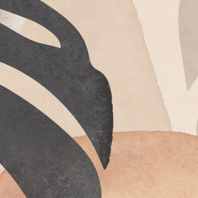 Fototapete Boho Monstera Pflanze in Naturtönen | Botanische Illustration - Melloi Art Prints 