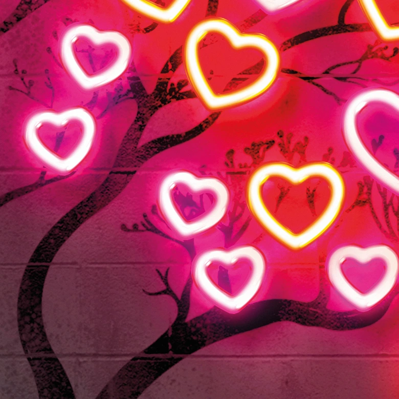 Fotomural Árbol con corazones rojos | Neon Art - Mielu 