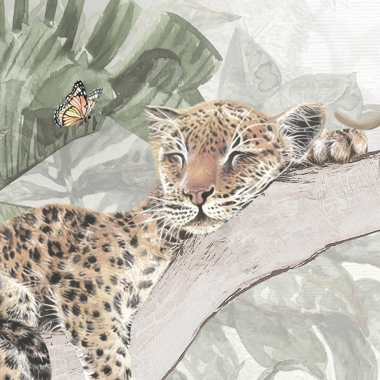 WallArena - Vlies Fotobehang Jungle, 368 x 254 cm - Fotobehang - Behang - voor Woonkamer Slaapkamer - Vliesbehang Wandbehang Behang 3D Effect - incl. Lijm - Dieren