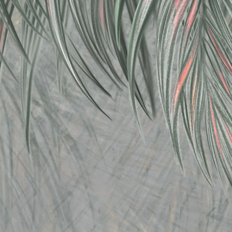 Botanik Fototapete Exotische Palmenblätter Pink-grün - Ms Tiff 