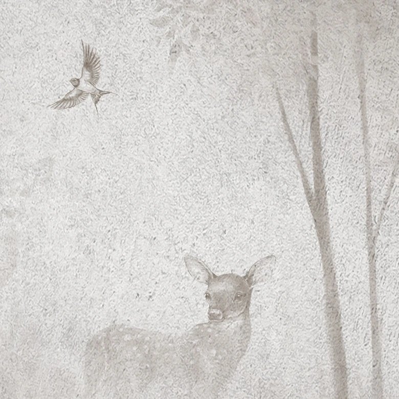 Fototapete Waldtapete Hirsche im Nebelwald - Ms Tiff 