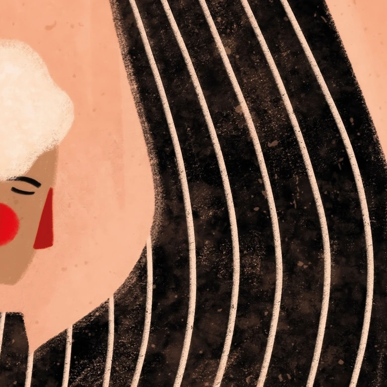 Wall Mural Woman with black striped dress - Müller 