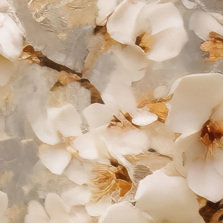 Fotobehang Tak bloemen op vintage goud - Paksoylu 