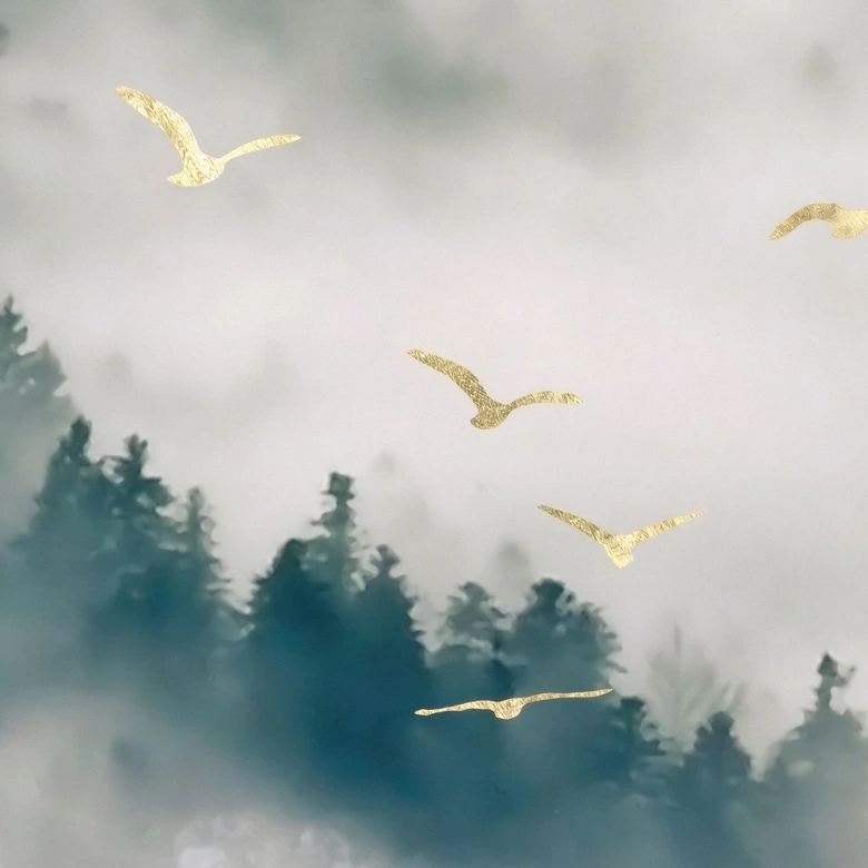 Fototapete Geheimnisvoller Nebel im Wald - SpaceFrog Designs 