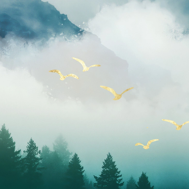 Fototapete Neblige Landschaft in der Nacht - SpaceFrog Designs 