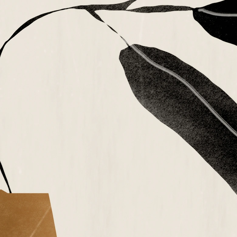 Fototapete Stillleben - Zweig in goldener Vase - ThingDesign 