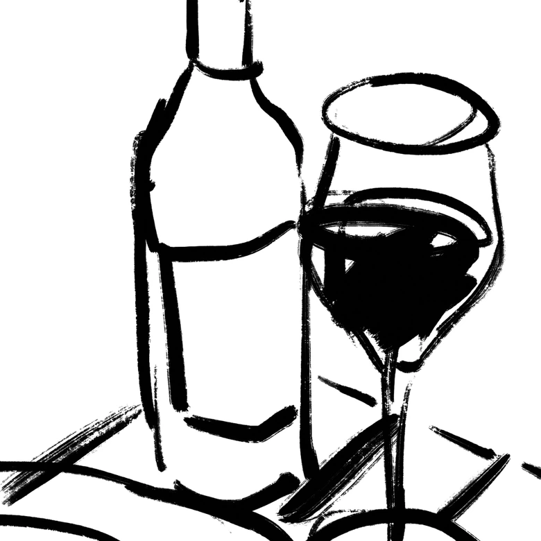 Papier peint photo Dîner nature morte avec vin - Treechild 