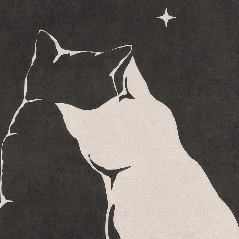 Papier peint photo Deux chats au clair de lune | motif animalier pour la chambre - Tunaboylu 