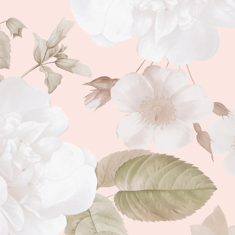 Fotobehang Boho illustratie met bloemen en fruit - UN Designs 