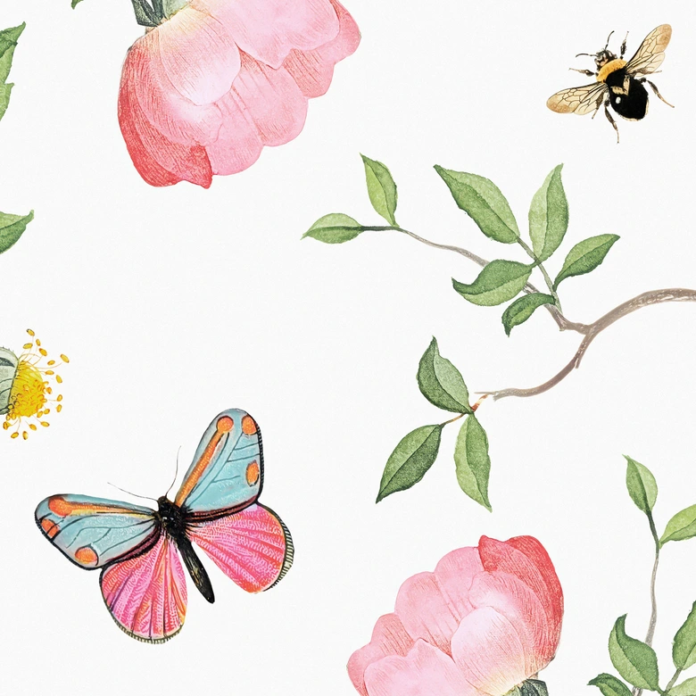 Rosas de Navidad rosadas en primavera - fotomural - UN Designs 