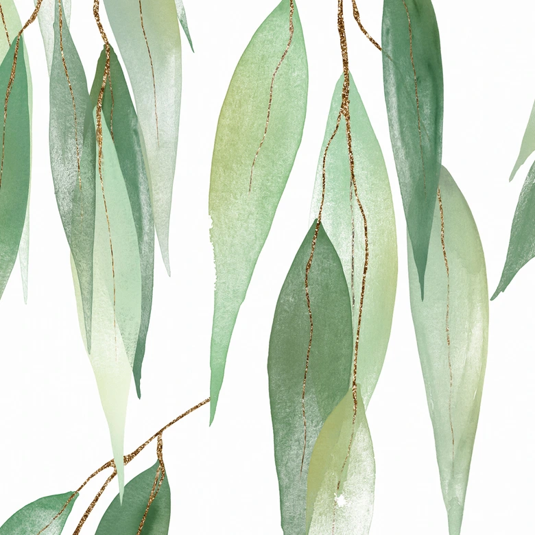 Fototapete Zweige mit grünen Blättern - UN Designs 