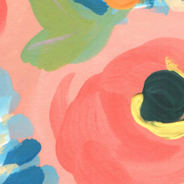 Zwara - Fotomural ilustrado de rosas y anémonas de coral 