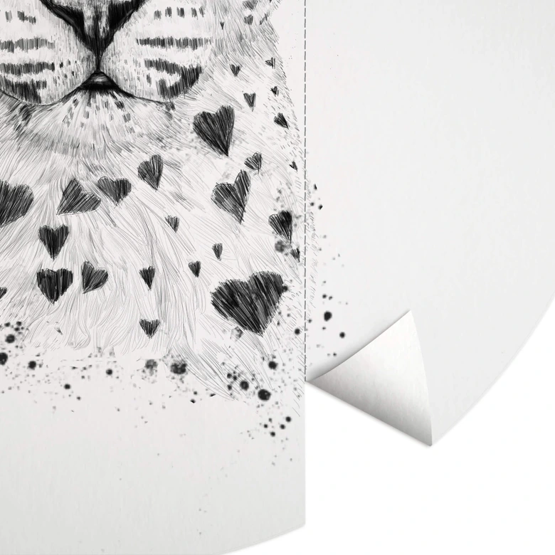 Round wall mural Solti - Loving Leopard - non self-adhesive/self-adhesive wallpapers 