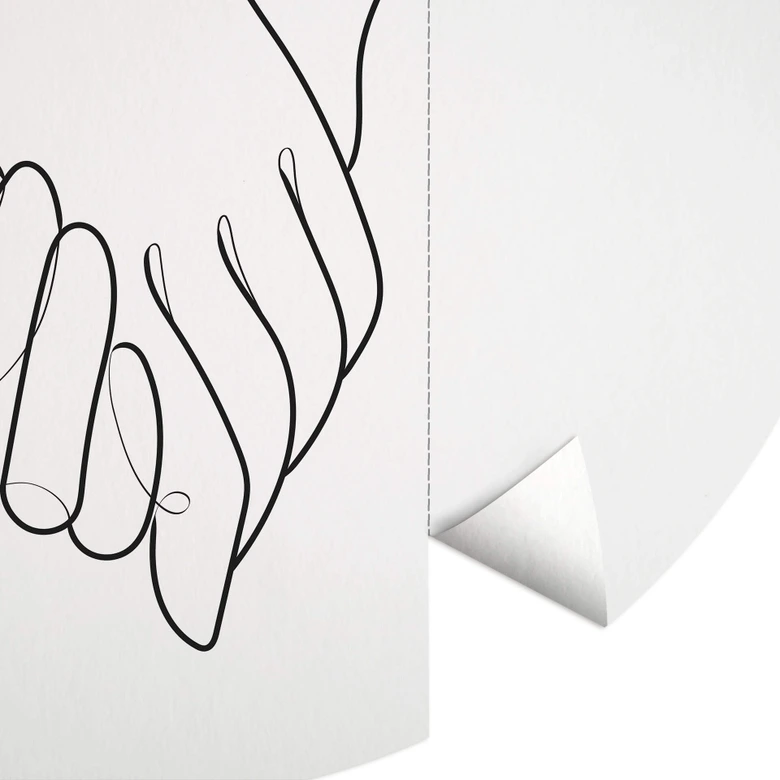 Behangcirkel 1X Studio - Line Art Hand in Hand - vliesbehang/zelfklevend vliesbehang 