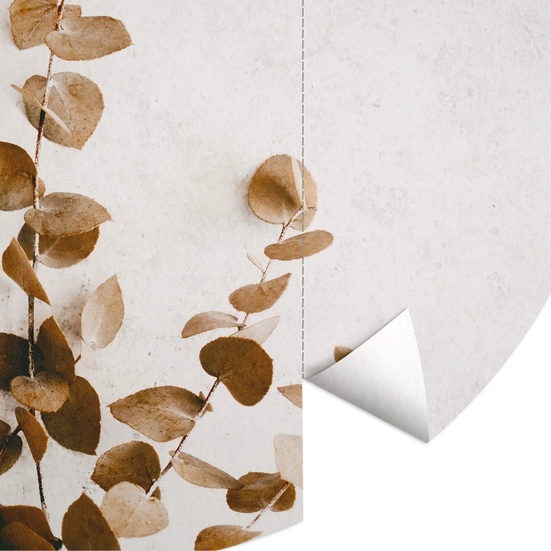Round wall mural Annie - Dried Leaves - non self-adhesive/self-adhesive wallpapers 