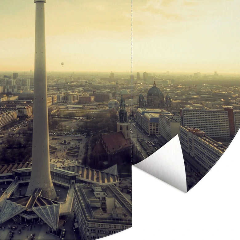 Round wall mural Television Tower in Berlin - non self-adhesive/self-adhesive wallpapers 