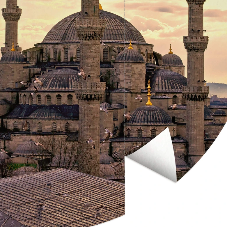 Round wall mural Blue Mosque - non self-adhesive/self-adhesive wallpapers 