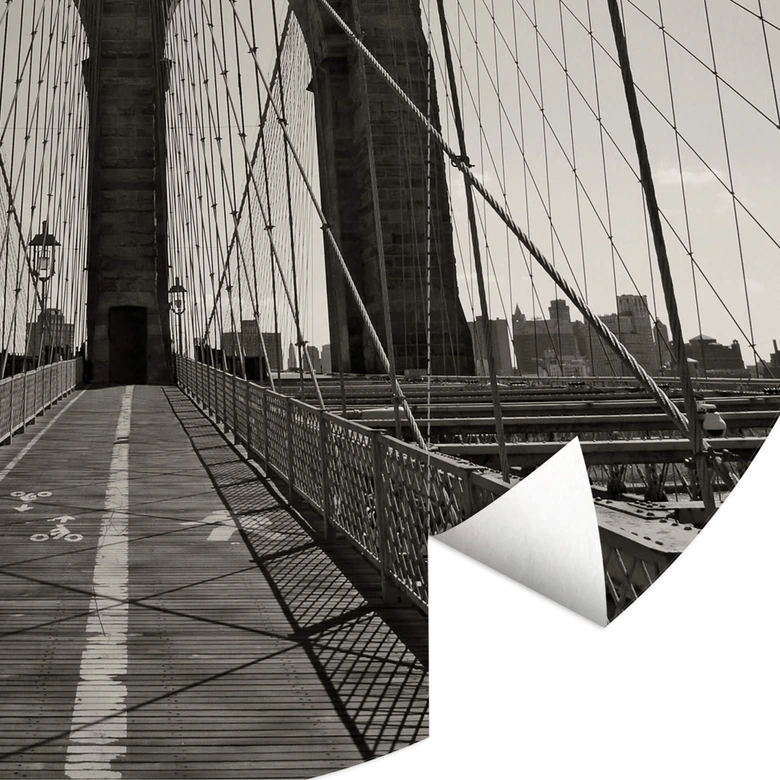 Fototapete Brooklyn Bridge Perspektive - Rund - Selbstklebend/Vlies 