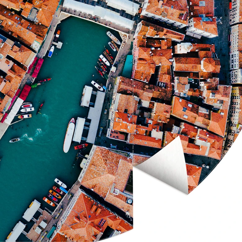 Fotomural Colombo - Venecia desde arriba - Redondo - Papel pintado autoadhesivo/no tejido 