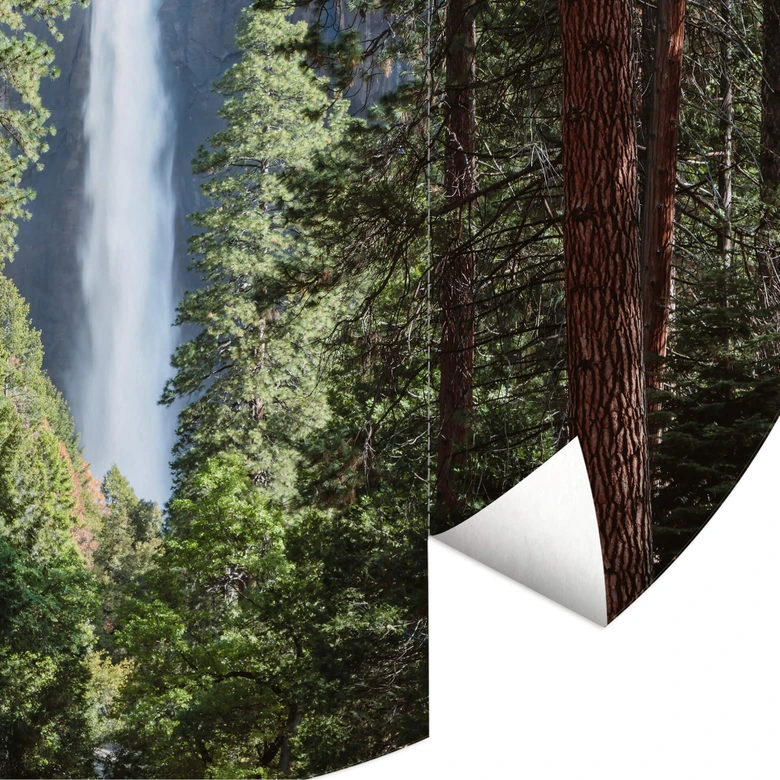 Fototapete Colombo - Wasserfall im Wald - Rund - Selbstklebend/Vlies 