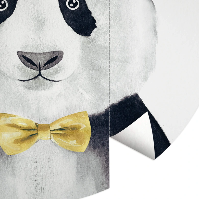 Round wall mural Cuddly Panda Gentleman - non self-adhesive/self-adhesive wallpapers 