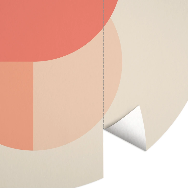 Papier peint photo rond Formes géométriques orange-rose - 1X Studio - papier peint intissé/papier peint intissé autocollant 