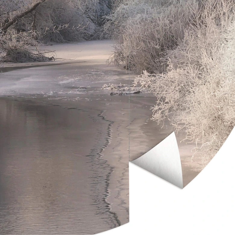 Round wall mural Bela - Trees in Winter - non self-adhesive/self-adhesive wallpapers 