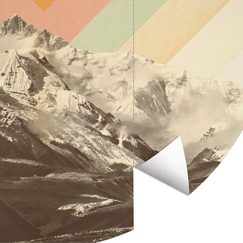 Fotomural montaña - retro paisaje de montaña redondo - Bodart - Papel pintado autoadhesivo/no tejido 