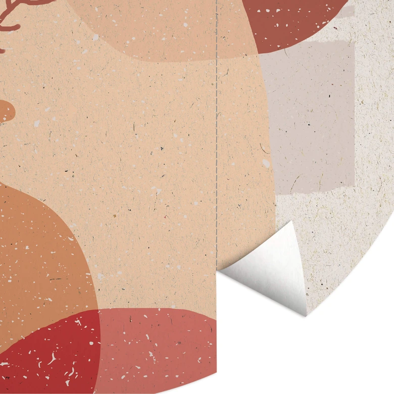 Fototapete Demir - Boho Illustration einer Pflanze - Rund - Selbstklebend/Vlies 